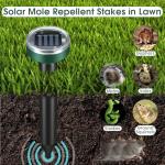 Mole Repellent for Lawns - Ultrasonic Gopher Repellent Solar Powered for Garden,Yard - Waterproof Sonic Mole Spike for Snake,Chipmunk,Outdoor Pest Control Vole Deterrent