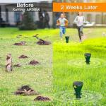 4 Pack Mole Repellent Screw Solar Powered Gopher Deterrent Stake for Outdoor Lawns with Electic Vibration, Repels Snake Vole Groundhog Armadillo from Yard and Garden