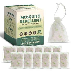 12 Pcs Mosquito Repellent Pouches, Mosquito Repellent for Patio, Mosquito Deterrent Indoor Outdoor, Mosquito Control, Keep Mosquitoes Away from Home Patio Camping