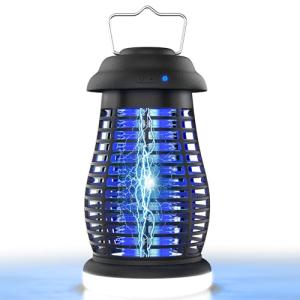 Bug Zapper Outdoor & Indoor Cordless Mosquito Zappers with Rechargeable 4800mAh Battery & Camping Light Electric Fly Trap for Patio, Kitchen, Backyard and Garden Portable Gnat Killer