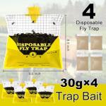 Glovv Fly Traps Outdoor Hanging with Fly Bait, 4 Pack Disposable Bags Hunter Ranch Trap, Flies Control Bug Catcher Killer Repellent for Stable Horse Barn & Farm