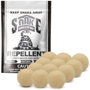 Snake Control Ball Repel Rattlesnake, Copperhead, Cottonmouth, Coral Snake, Kingsnake, Bullsnake, Rat Snake & Other Snake, Snake Repel for Home Yard, Snake Away Repellent Safe for Kids & Pets 12 PCS