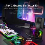 Wired Rainbow LED Backlit Keyboard and Mouse, Over Ear Headphone with Mic, Gaming Mice and Pad, for PC, Xbox and PS4 (Black/White)