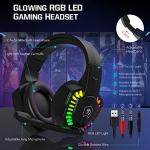 Wired Rainbow LED Backlit Keyboard and Mouse, Over Ear Headphone with Mic, Gaming Mice and Pad, for PC, Xbox and PS4 (Black/White)
