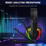 Wired Rainbow LED Backlit Keyboard and Mouse, Over Ear Headphone with Mic, Gaming Mice and Pad, for PC, Xbox and PS4 (Black/White)
