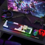 Wired Rainbow LED Backlit Keyboard and Mouse, Over Ear Headphone with Mic, Gaming Mice and Pad, for PC, Xbox and PS4 (Black/White)