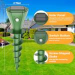 4 Pack Mole Repellent Solar Powered, IP65 Waterproof Snake Repellent for Yard, Ultrasonic Deterrent Outdoor, Rabbit, Skunk, Gopher, Groundhog, Chipmunk, Vole, Armadillo Repeller for Lawns Garden