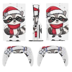 AoHanan Sticker for 5 Slim Disc Skin Christmas Raccoon Skin Controller Accessories Cover Skins Anime Vinyl Cover Sticker Full Set Only for 5 Slim Disc Edition