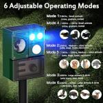 2 Packs Solar Animal Repeller Ultrasonic, Cat Repellent Outdoor with USB Recharging, Waterproof Ultrasonic Deer Repellent Motion Activated Repel Dog, Squirrel, Deer, Raccoon, Skunk, Rabbit