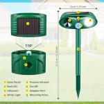 2025 Upgraded Solar Animal Repellent Outdoor Cat Deterrent Deer Repellent Devices with Motion Sensor & Flashing Light,Ultrasonic Control for Squirrel Raccoon Dog Rabbit Skunk for Yard Garden,4 Pack