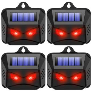 4 Pack Solar Animal Repellent Outdoor,Nocturnal Coyote Deterrent for Yard,Effective Repellent Deterrent Device Control for Coyote,Deer,Fox Raccoon,Skunk,Predator Lights for Chicken Coop,Farm,Garden