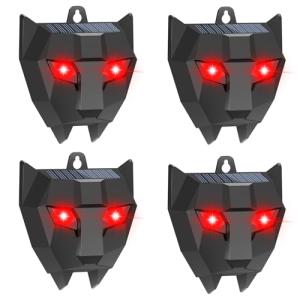4 Pack Solar Animal Repellent,Waterproof Solar Nocturnal Animal Deterrent Device with Flashing Lights - Chase Away Raccoon,Coyote,Deer,Fox,Cat,Outdoor Pest Control for Garden, ​Chicken Coop & Farm