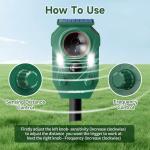 Solar Ultrasonic Animal Repellent Outdoor, Deer Repellent for Yard with RIP Sensor, IP65 Waterproof Squirrels Repeller, Effective Deterrent Cat, Raccoons, Skunks, Rabbits