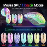 Wired Rainbow LED Backlit Keyboard and Mouse, Over Ear Headphone with Mic, Gaming Mice and Pad, for PC, Xbox and PS4 (White/Black)