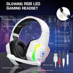 Wired Rainbow LED Backlit Keyboard and Mouse, Over Ear Headphone with Mic, Gaming Mice and Pad, for PC, Xbox and PS4 (White/Black)