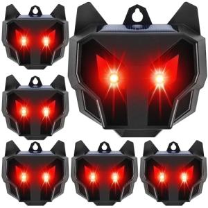 Lulu Home 6 Packs Solar Animal Repeller, Nocturnal Predator Deterrents with Red LED Flashing Lights Drive Away Raccoons, Deer, Skunks, Coyotes, Birds, Foxes from Chicken Coop Yard Farm