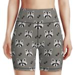CVFGHJOKC Cute Raccoon Women's Biker Shorts High Waist Tummy Control Yoga Short Exercise Workout Bottom Lifting Tights Short Pants,Small