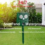 Solar Ultrasonic Animal Repellent Outdoor, 1Pack Repel Cats Dogs Squirrel Deer Fox Raccoon Rabbit Mole Coyote Deterrent, Waterproof with Motion Detector &LED Flash Lights for Yard Farm Garden