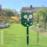 Solar Ultrasonic Animal Repellent Outdoor, 1Pack Repel Cats Dogs Squirrel Deer Fox Raccoon Rabbit Mole Coyote Deterrent, Waterproof with Motion Detector &LED Flash Lights for Yard Farm Garden