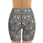 CVFGHJOKC Cute Raccoon Women's Biker Shorts High Waist Tummy Control Yoga Short Exercise Workout Bottom Lifting Tights Short Pants,Small