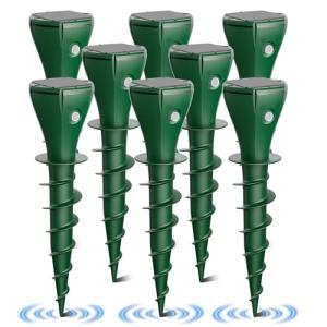 Oustpex 8 Packs Solar Powered Mole Repellent Outdoor，Ultrasonic Vole Repellent for Lawns Pest Control Stake, IP65 Waterproof Sonic Pulse Deterrent for Gopher Vole Snake in Lawn, Garden & Yard