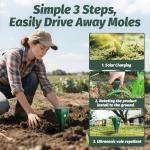 Oustpex 8 Packs Solar Powered Mole Repellent Outdoor，Ultrasonic Vole Repellent for Lawns Pest Control Stake, IP65 Waterproof Sonic Pulse Deterrent for Gopher Vole Snake in Lawn, Garden & Yard