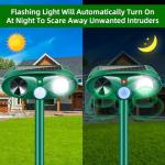 2Pack Upgraded Ultrasonic Solar Animal Repellent Outdoor,Deer Repellent Devices with Motion Detection & Strobe Light,Waterproof Cat Mouse Raccoon Dog Rabbit Deterrent for Yard Garden Protection