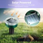 4Pack Solar Powered Mole Repellent,Sonic Spike Stakes Chaser for Lawn,Garden Yards,Farm,Outdoor Ultrasonic Repeller for Snake,Rodent,Gopher,Vole Groundhog Squirrel Chipmunk Waterproof Pest Control