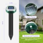 4Pack Solar Powered Mole Repellent,Sonic Spike Stakes Chaser for Lawn,Garden Yards,Farm,Outdoor Ultrasonic Repeller for Snake,Rodent,Gopher,Vole Groundhog Squirrel Chipmunk Waterproof Pest Control