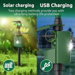 Motion Activated Animal Repeller with Water Sprinkler, Solar Powered Deer Repellent Devices, IP65 Waterproof Cat Repellent Outdoor with Flashing Light, Deter Foxes Skunks Dog Raccoons from Garden