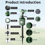 Motion Activated Animal Repeller with Water Sprinkler, Solar Powered Deer Repellent Devices, IP65 Waterproof Cat Repellent Outdoor with Flashing Light, Deter Foxes Skunks Dog Raccoons from Garden