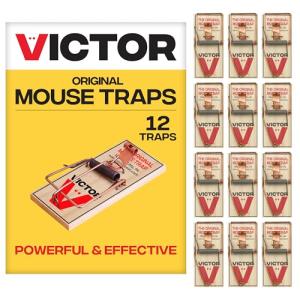 Victor Mouse Traps M150-12, Metal Pedal, Sustainably Sourced FSC Wood, Wooden Mouse Traps, 12 Medal Pedal Traps