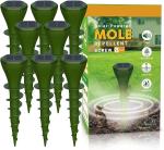 Mole Repellent for Lawns Gopher Screw Repeller Solar Powered Outdoor Groundhog Deterrent Vibration Stakes - Quiet Get Rid of Snake Vole Armadillo - No Poison Kill Traps (Green 8pack)