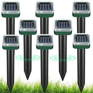 Mole Repellent for Lawns 8 Pack, Solar Powered Mole Repeller Ultrasonic Gopher Deterrent, Outdoor Waterproof Vole Vibration Stakes,Sonic Spike for Rodent Groundhog Snake Chipmunk