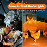 4 Pack Solar Nocturnal Animal Repeller with LED Flashing Lights, Effective Repels Deer, Coyote, Raccoon, Skunk, Fox & Hawk, Flame Predator Light for Chicken Coop, Farm, Yard & Garden