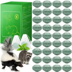 36 Pcs Skunk Repellent Outdoor, Powerful Natural Peppermint Oil Repellent, Keep Raccoon, Skunk, Raccoon, Squirrel Away, Skunk Deterrent for Yard Garden Lawn Outdoor for Family & Pet Safe