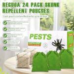 24 Pack Peppermint Oil Skunk Repellent Pouches - Powerful Skunk Repellent Plant-Based Ingredients for Outdoor Indoor Garage House, Skunks Raccoon Deterrent Safe for Kids & Pets, Easy to Use