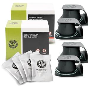 Nattaro Scout Bed Bug Detection Trap – Non-Toxic Early Monitoring Solution with Patented Pheromone Technology, Includes 4 Bed Bug Detection Traps, Replaceable Lures and User Guide