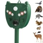 Dispest Solar Motion Sensored Animal Repellent, Motion Sensor Sound Flashing Light, Repel Rabbit, Deer, Squirrers, Birds, Fox, Raccoon, Skunk, Coyote for Yard, Outdoors