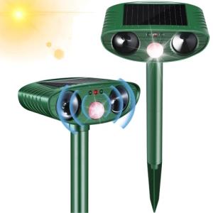 Cat Repellent Outdoor,2 Pack Solar Animal Repeller Ultrasonic Cat Deterrent with Motion Sensor Waterproof Pest Repeller Animal Deterrent for Garden Yard Skunks,Raccoon Birds Squirrels Deer