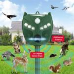 Dispest Solar Motion Sensored Animal Repellent, Motion Sensor Sound Flashing Light, Repel Rabbit, Deer, Squirrers, Birds, Fox, Raccoon, Skunk, Coyote for Yard, Outdoors