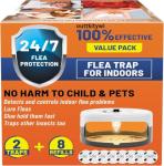 2 Pack Flea Traps for Inside Your Home with 8 Sticky Trap Refills & 4 Bulbs & 2 Electric Wires, Flea Killer Indoor Bed Bug Trap Pest Control, Non Toxic & Harmless, Friendly to Pets & Kids