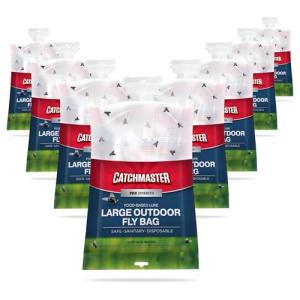 Catchmaster Pro Series Disposable Fly Bag 8-Pack, Hanging Fly Trap Outdoor Home, Bug Catcher and Flying Insect Trap with Premium Bait, Pet Safe Pest Control, XL Bag for Backyard, Pool, Patio & Camping
