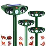 4 Pack 2025 Solar Ultrasonic Animal Repeller Squirrel Fortress Pro Outdoor,Cat Deer Repellent Devices Motion Detection,Waterproof Raccoon Rabbit Dog Mouse Skunk Repellent for Yard Garden