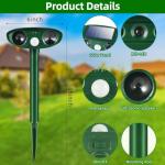 4 Pack 2025 Solar Ultrasonic Animal Repeller Squirrel Fortress Pro Outdoor,Cat Deer Repellent Devices Motion Detection,Waterproof Raccoon Rabbit Dog Mouse Skunk Repellent for Yard Garden