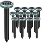 12PCS Mole Repellent Solar Powered & Snake Repellent for Yard, Ultrasonic Deterrent Groundhog, Gopher, Vole Sonic Mole Deterrent Spikes Outdoor for Lawn Garden & Yard