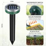 12PCS Mole Repellent Solar Powered & Snake Repellent for Yard, Ultrasonic Deterrent Groundhog, Gopher, Vole Sonic Mole Deterrent Spikes Outdoor for Lawn Garden & Yard