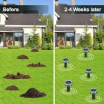 12PCS Mole Repellent Solar Powered & Snake Repellent for Yard, Ultrasonic Deterrent Groundhog, Gopher, Vole Sonic Mole Deterrent Spikes Outdoor for Lawn Garden & Yard