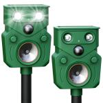 2 Packs Solar Animal Repeller Ultrasonic, Deer Repellent Devices with Motion Sensor, Waterproof Cat Repellent Outdoor with Flash Light, Effective Repels Invasive Animal for Deer, Fox, Raccoon, Skunk