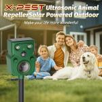 2 Packs Solar Animal Repeller Ultrasonic, Deer Repellent Devices with Motion Sensor, Waterproof Cat Repellent Outdoor with Flash Light, Effective Repels Invasive Animal for Deer, Fox, Raccoon, Skunk